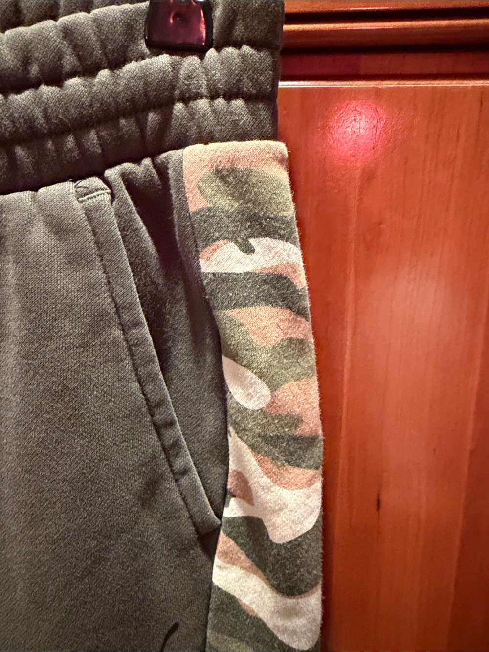 Puma Olive Green Joggers with Camouflage Side Panels - Picture 3 of 7